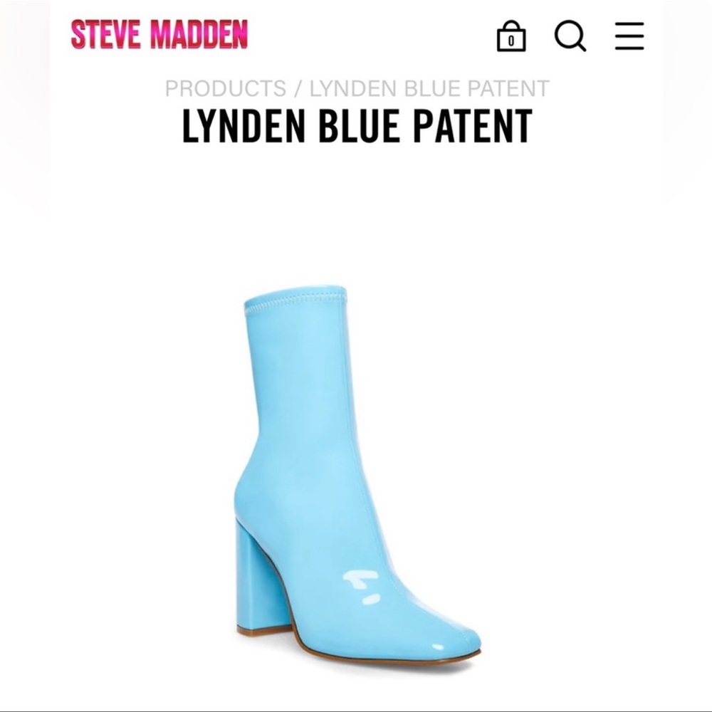 Steve Madden Lynden Blue Patent Leather Boots